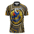 West Coast Eagles Zipper Polo Shirt Indigenous Monochrome Dot Art Mascot Style