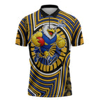 West Coast Eagles Zipper Polo Shirt Indigenous Monochrome Dot Art Mascot Style