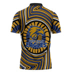 West Coast Eagles Zipper Polo Shirt Indigenous Monochrome Dot Art Mascot Style