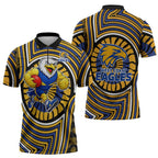 West Coast Eagles Zipper Polo Shirt Indigenous Monochrome Dot Art Mascot Style