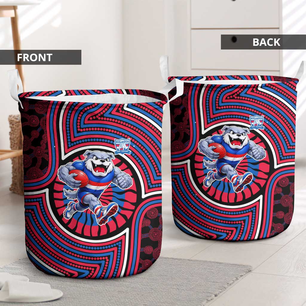 Western Bulldogs Laundry Basket Indigenous Monochrome Dot Art Mascot Style