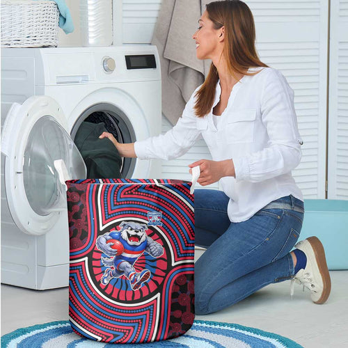 Western Bulldogs Laundry Basket Indigenous Monochrome Dot Art Mascot Style