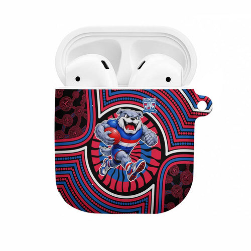 Western Bulldogs AirPods Case Indigenous Monochrome Dot Art Mascot Style