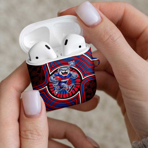 Western Bulldogs AirPods Case Indigenous Monochrome Dot Art Mascot Style