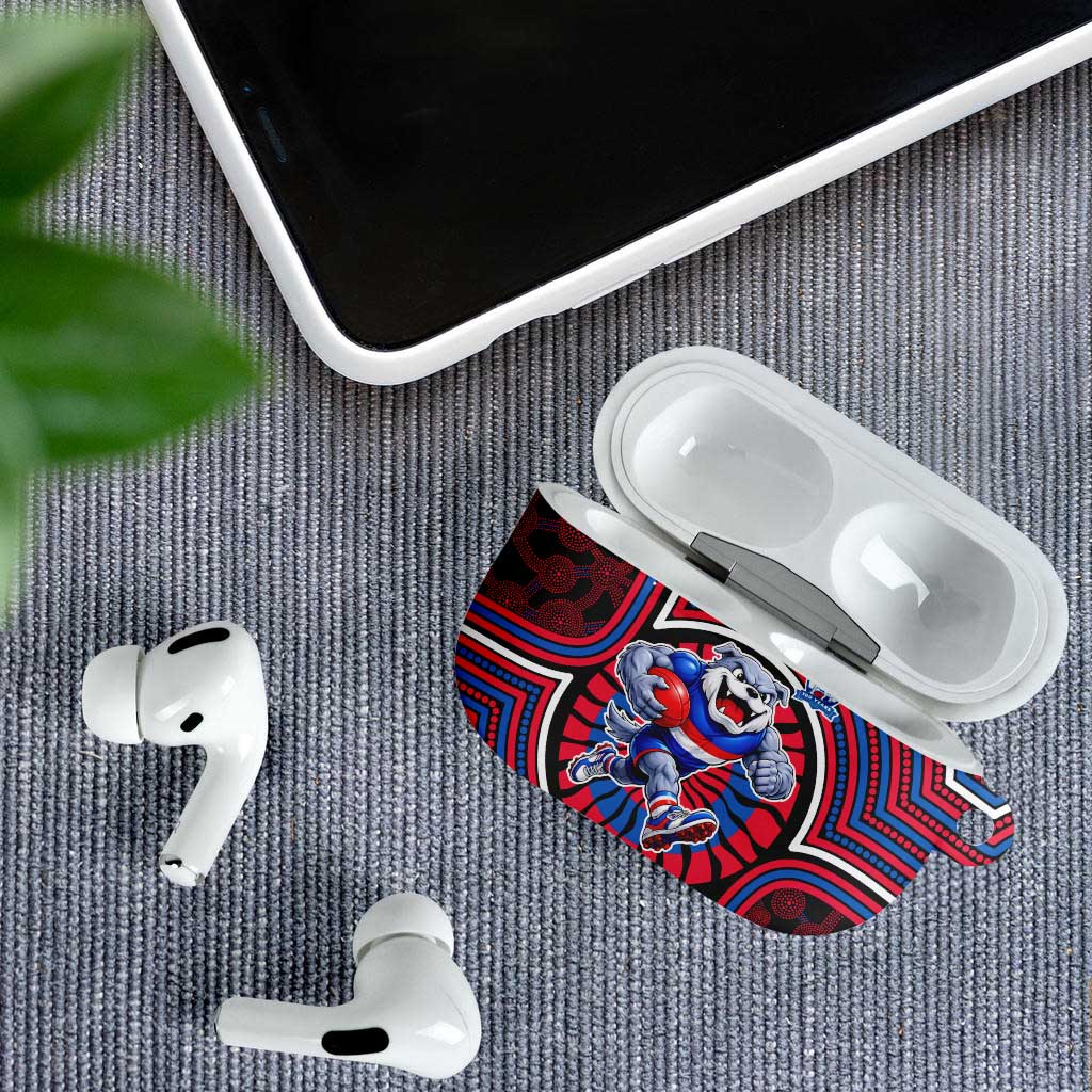 Western Bulldogs AirPods Case Indigenous Monochrome Dot Art Mascot Style