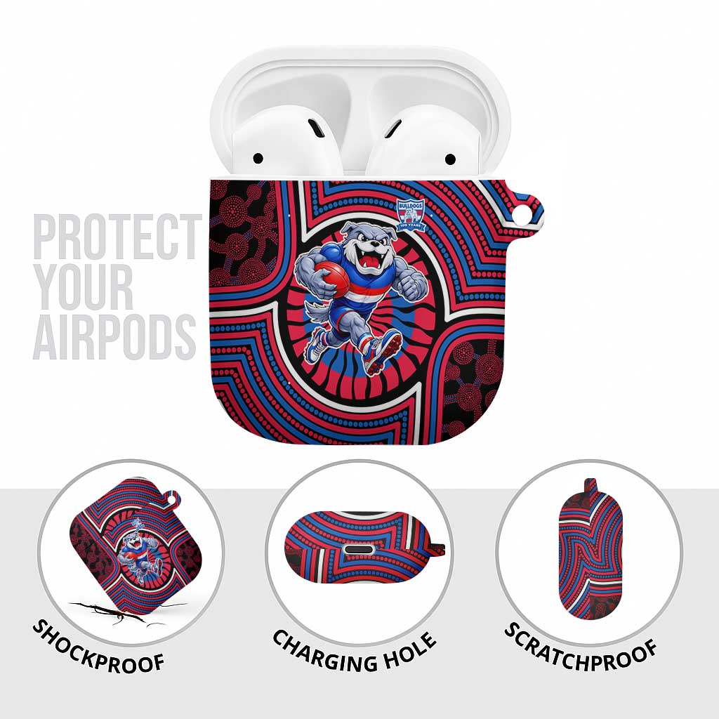 Western Bulldogs AirPods Case Indigenous Monochrome Dot Art Mascot Style