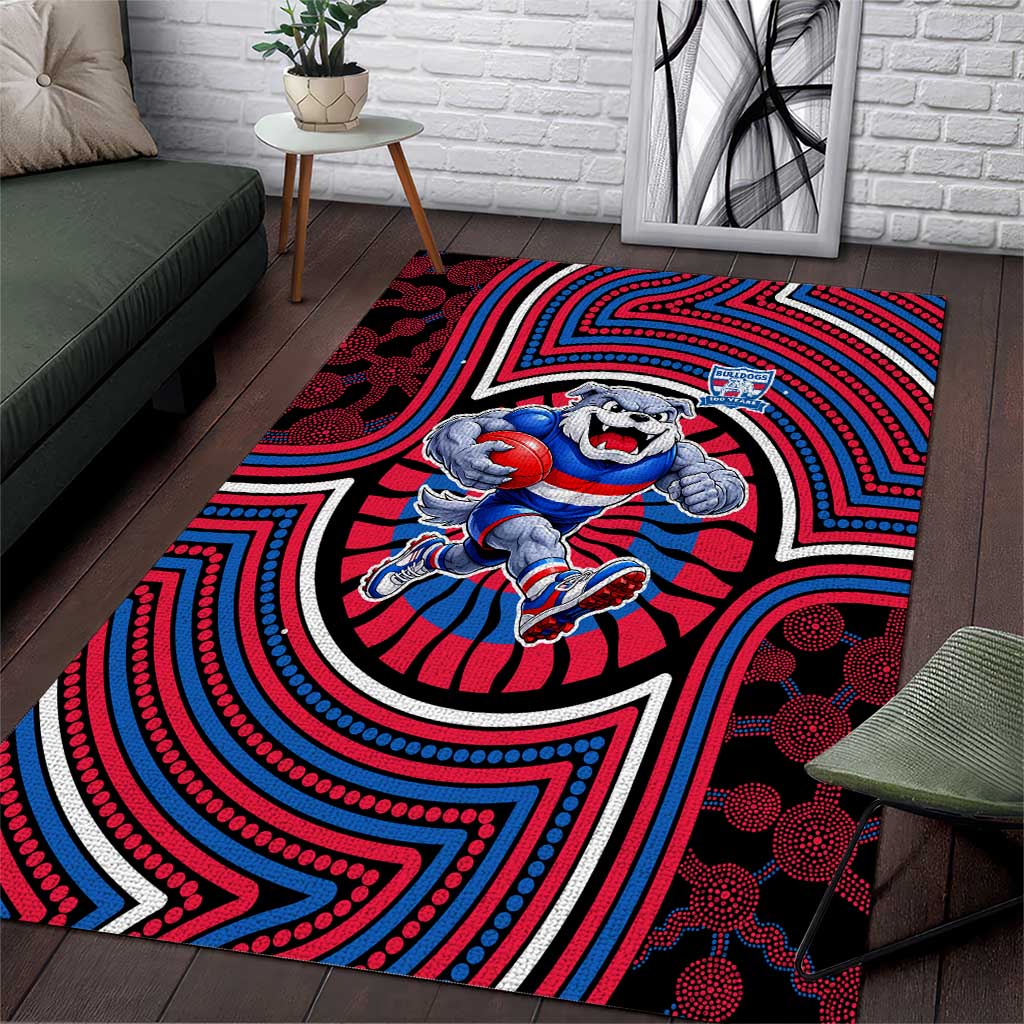 Western Bulldogs Area Rug Indigenous Monochrome Dot Art Mascot Style