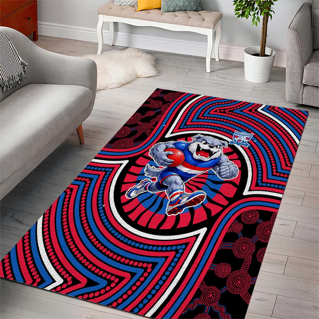 Western Bulldogs Area Rug Indigenous Monochrome Dot Art Mascot Style