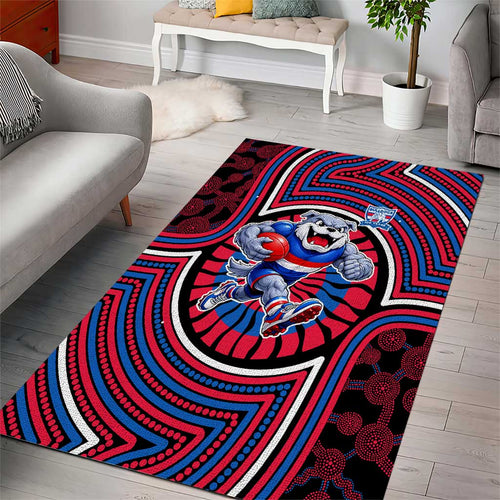 Western Bulldogs Area Rug Indigenous Monochrome Dot Art Mascot Style