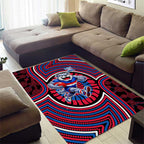 Western Bulldogs Area Rug Indigenous Monochrome Dot Art Mascot Style