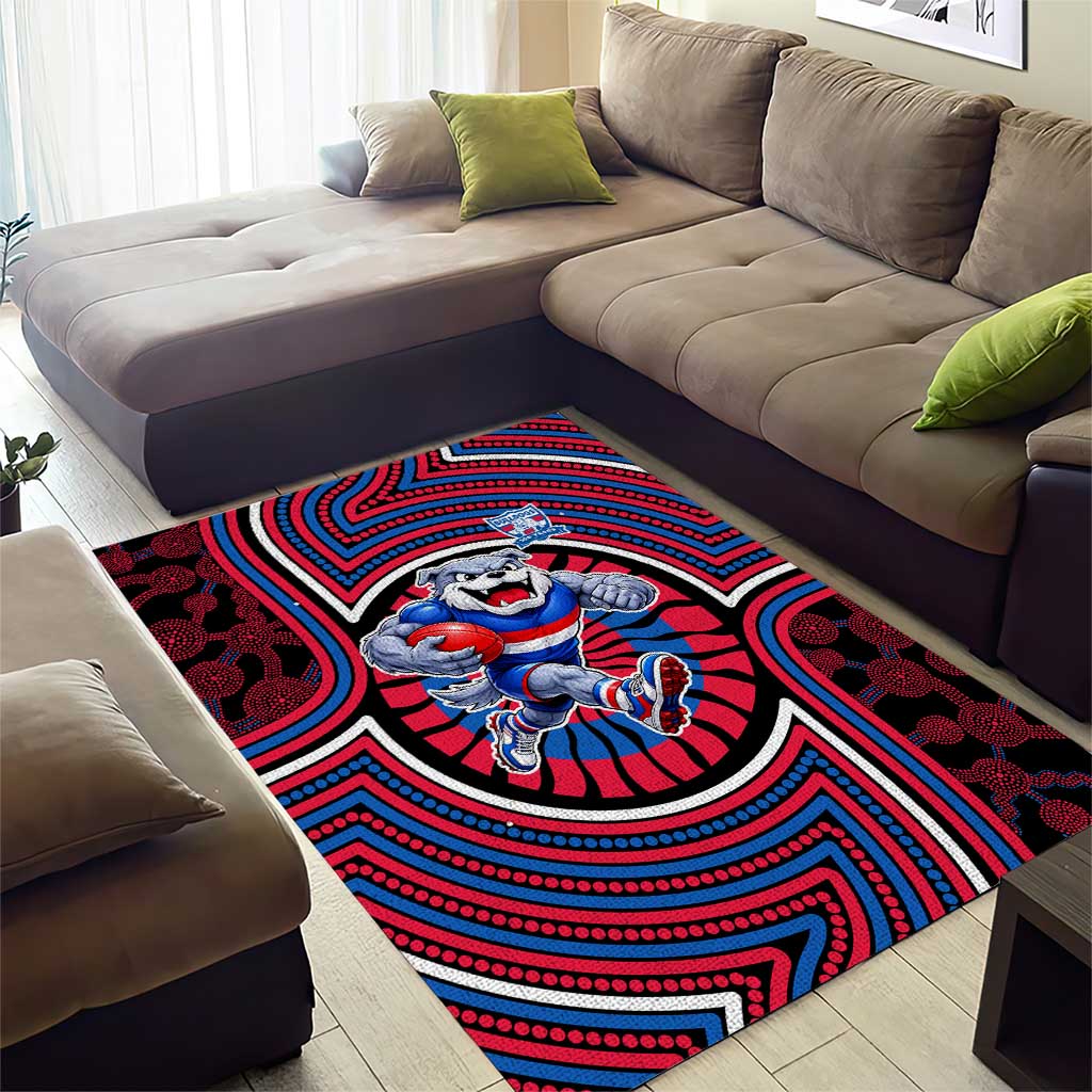 Western Bulldogs Area Rug Indigenous Monochrome Dot Art Mascot Style
