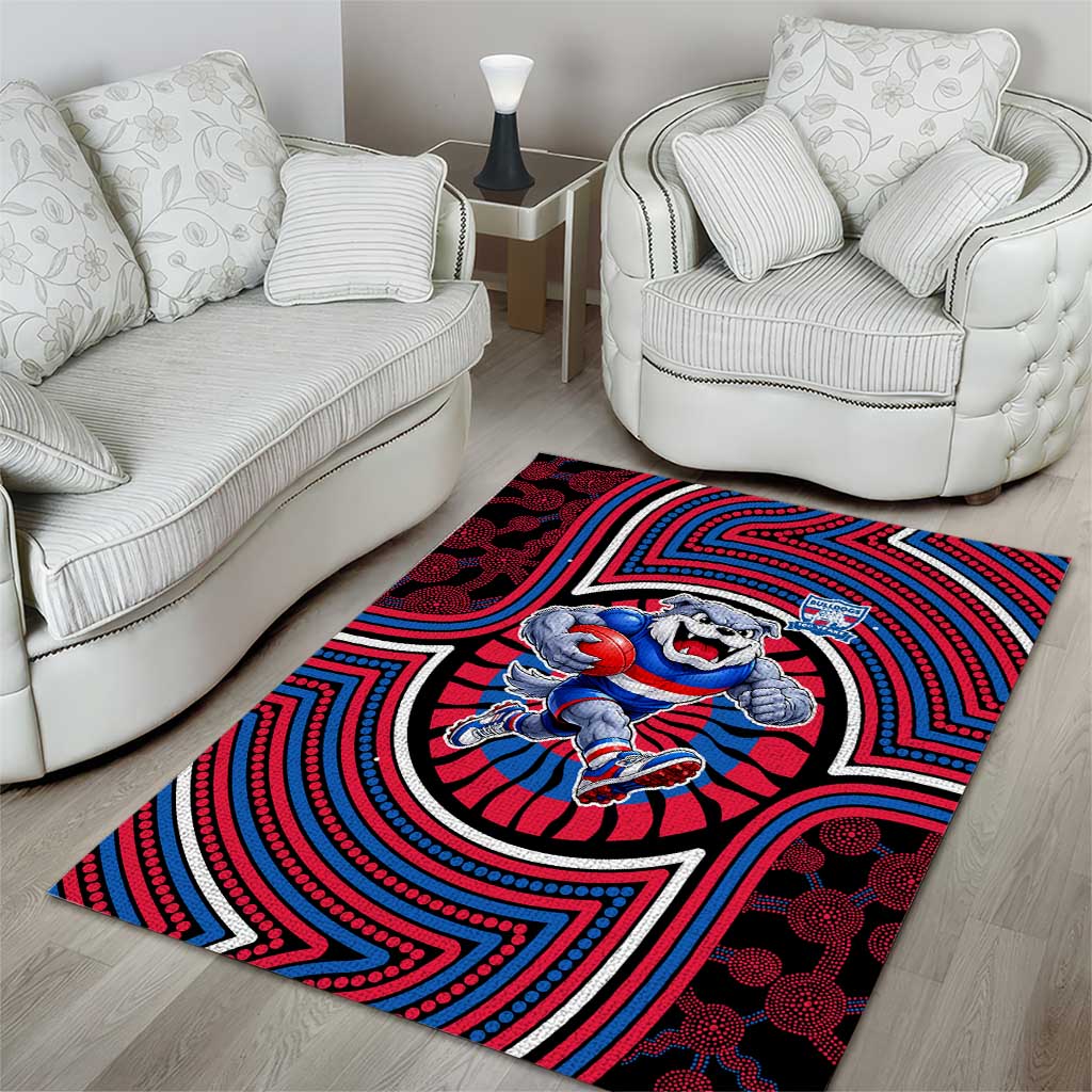 Western Bulldogs Area Rug Indigenous Monochrome Dot Art Mascot Style