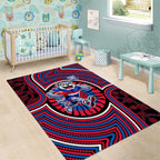 Western Bulldogs Area Rug Indigenous Monochrome Dot Art Mascot Style