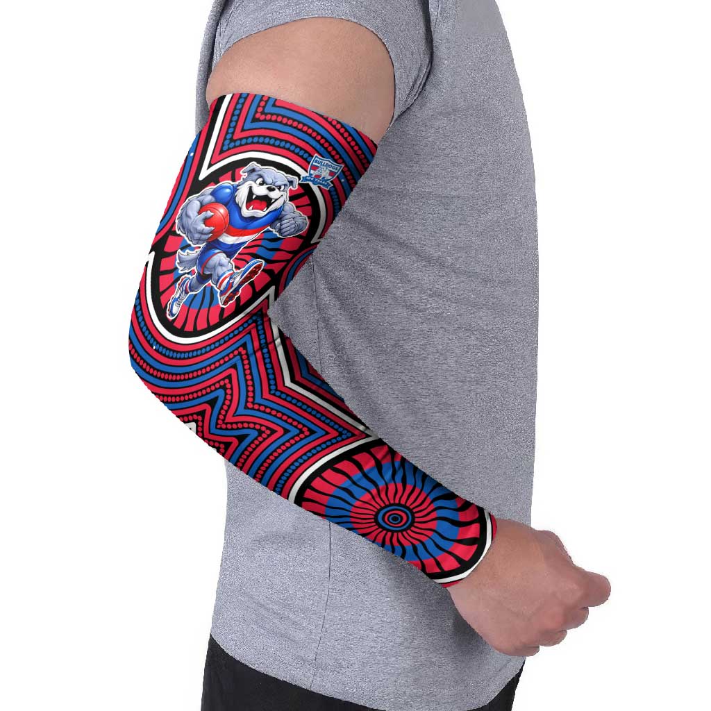 Western Bulldogs Arm Sleeves Indigenous Monochrome Dot Art Mascot Style