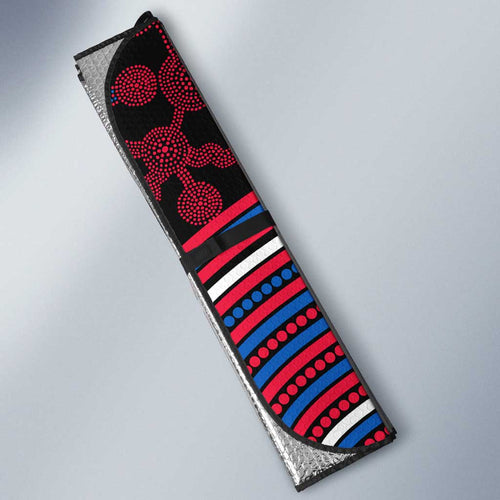 Western Bulldogs Auto Sun Shade Indigenous Monochrome Dot Art Mascot Style
