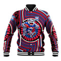 Western Bulldogs Baseball Jacket Indigenous Monochrome Dot Art Mascot Style