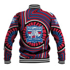 Western Bulldogs Baseball Jacket Indigenous Monochrome Dot Art Mascot Style