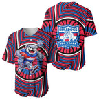 Western Bulldogs Baseball Jersey Indigenous Monochrome Dot Art Mascot Style