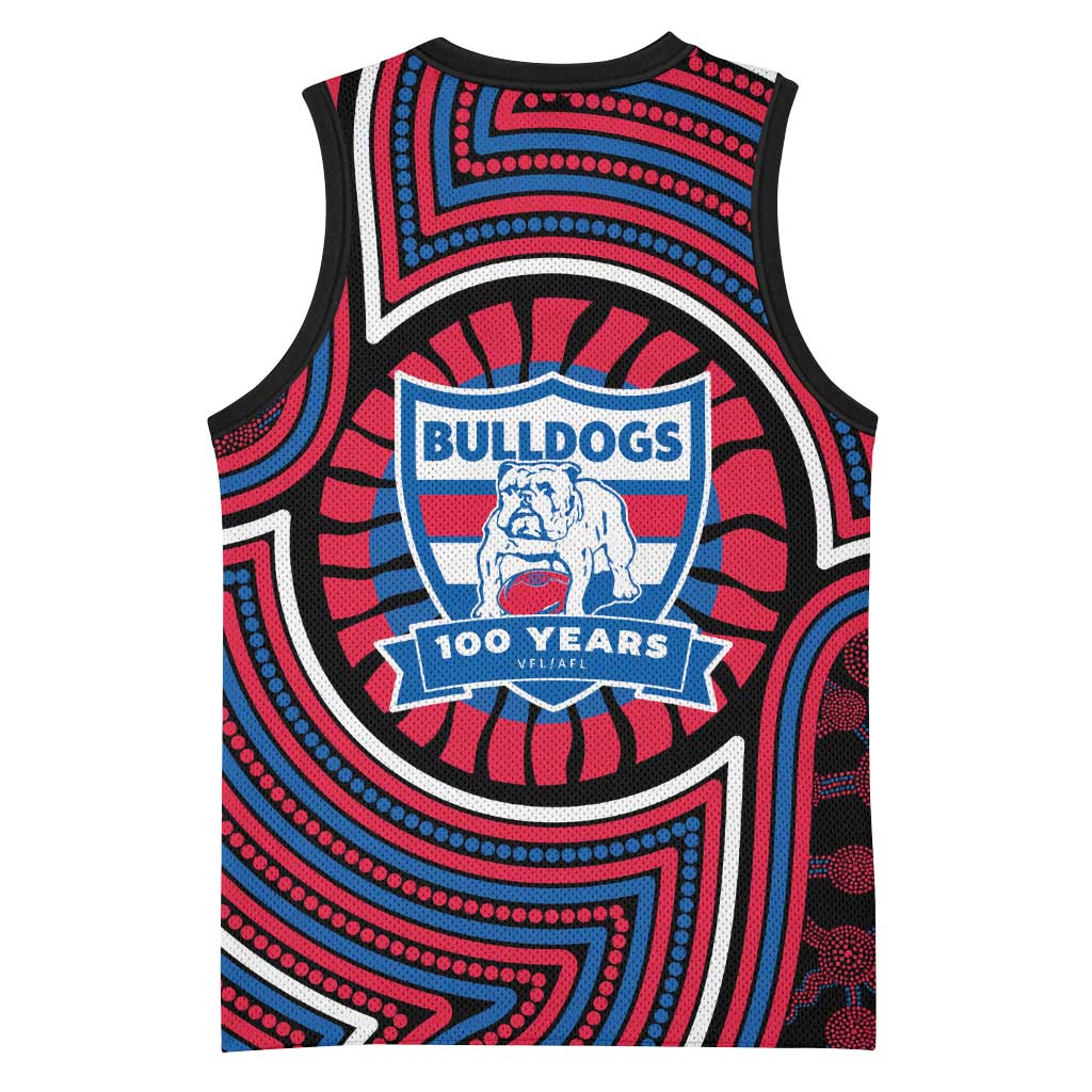Western Bulldogs Basketball Jersey Indigenous Monochrome Dot Art Mascot Style