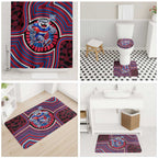 Western Bulldogs Bathroom Set Indigenous Monochrome Dot Art Mascot Style