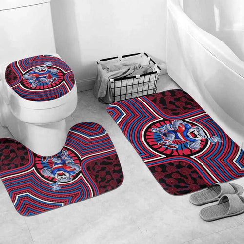 Western Bulldogs Bathroom Set Indigenous Monochrome Dot Art Mascot Style