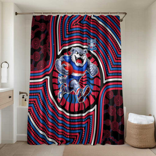 Western Bulldogs Bathroom Set Indigenous Monochrome Dot Art Mascot Style