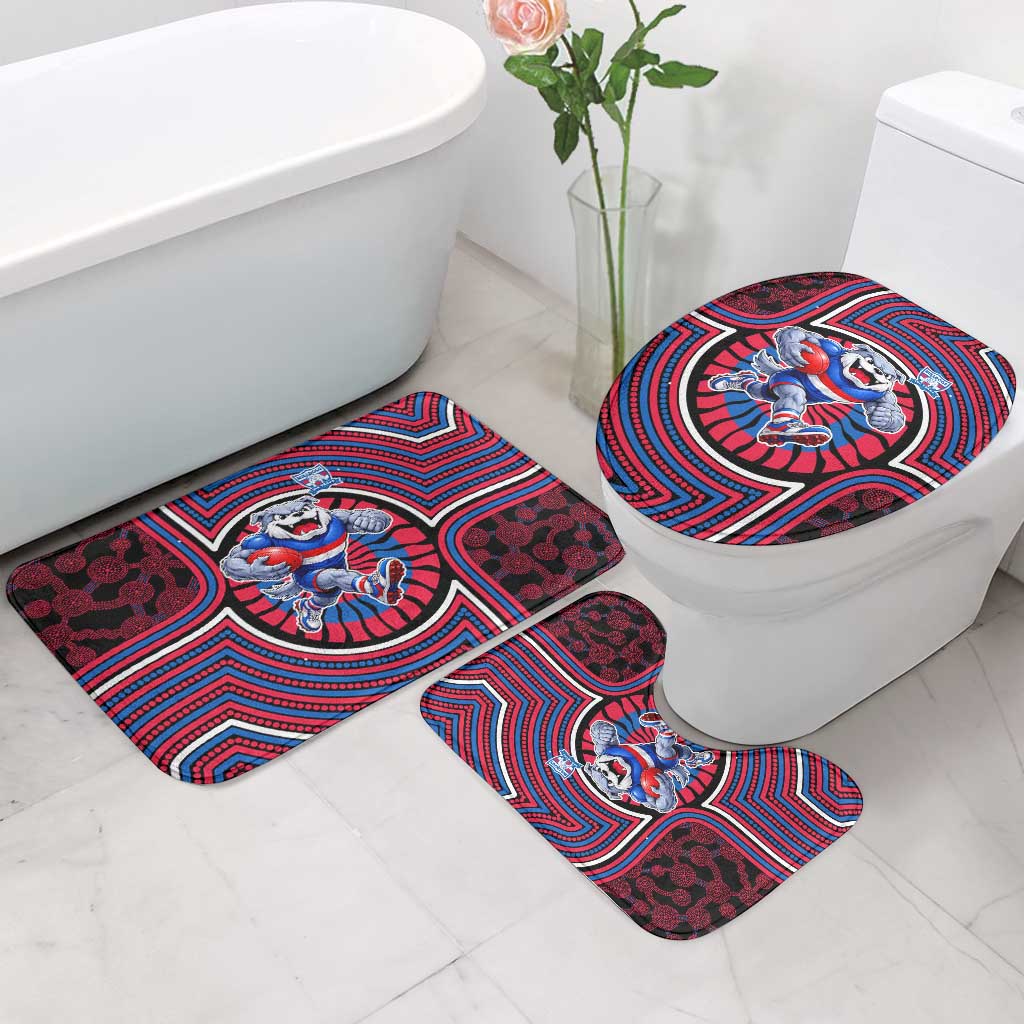 Western Bulldogs Bathroom Set Indigenous Monochrome Dot Art Mascot Style