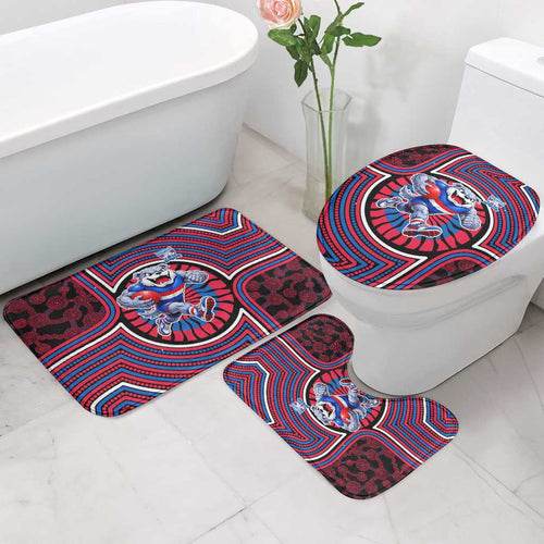 Western Bulldogs Bathroom Set Indigenous Monochrome Dot Art Mascot Style