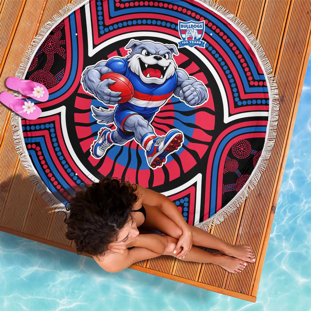 Western Bulldogs Beach Blanket Indigenous Monochrome Dot Art Mascot Style