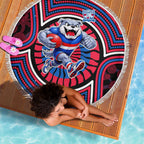 Western Bulldogs Beach Blanket Indigenous Monochrome Dot Art Mascot Style
