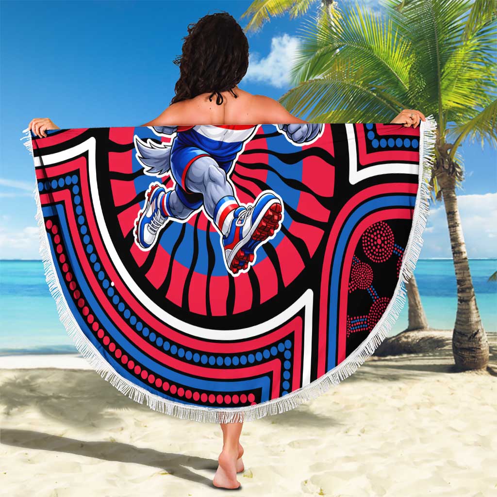Western Bulldogs Beach Blanket Indigenous Monochrome Dot Art Mascot Style