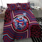 Western Bulldogs Bedding Set Indigenous Monochrome Dot Art Mascot Style