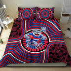 Western Bulldogs Bedding Set Indigenous Monochrome Dot Art Mascot Style