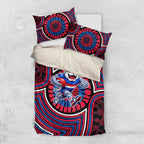 Western Bulldogs Bedding Set Indigenous Monochrome Dot Art Mascot Style