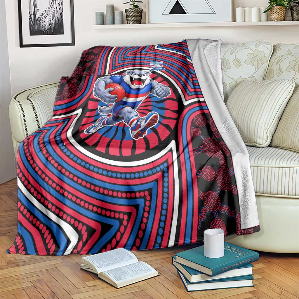 Western Bulldogs Blanket Indigenous Monochrome Dot Art Mascot Style