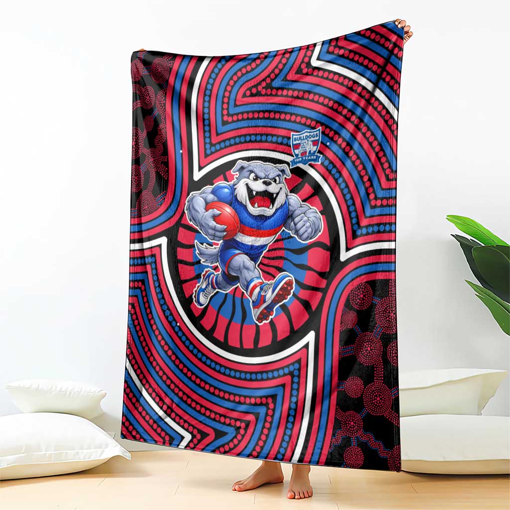 Western Bulldogs Blanket Indigenous Monochrome Dot Art Mascot Style
