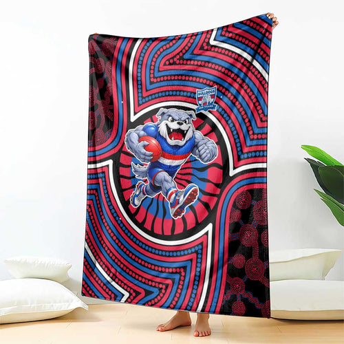 Western Bulldogs Blanket Indigenous Monochrome Dot Art Mascot Style