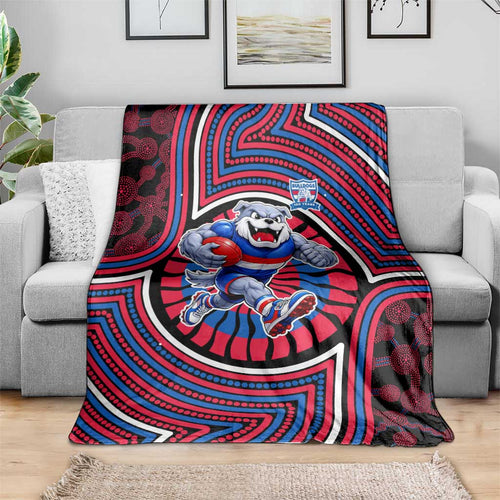 Western Bulldogs Blanket Indigenous Monochrome Dot Art Mascot Style