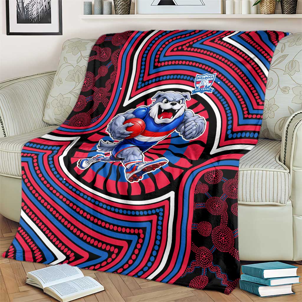 Western Bulldogs Blanket Indigenous Monochrome Dot Art Mascot Style