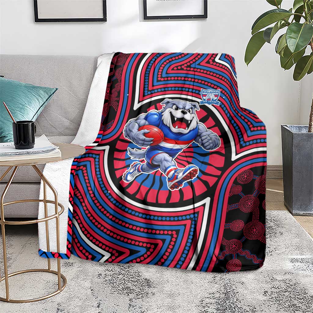 Western Bulldogs Blanket Indigenous Monochrome Dot Art Mascot Style