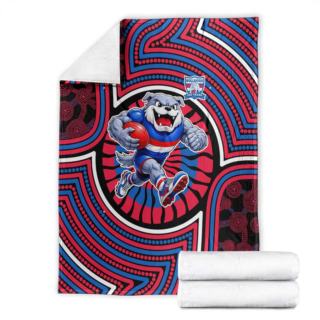 Western Bulldogs Blanket Indigenous Monochrome Dot Art Mascot Style
