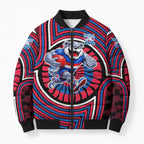 Western Bulldogs Bomber Puffer Jacket Indigenous Monochrome Dot Art Mascot Style
