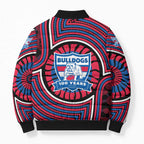 Western Bulldogs Bomber Puffer Jacket Indigenous Monochrome Dot Art Mascot Style