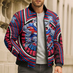 Western Bulldogs Bomber Puffer Jacket Indigenous Monochrome Dot Art Mascot Style