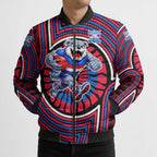 Western Bulldogs Bomber Puffer Jacket Indigenous Monochrome Dot Art Mascot Style