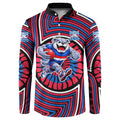 Western Bulldogs Button Sweatshirt Indigenous Monochrome Dot Art Mascot Style