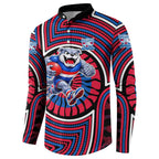 Western Bulldogs Button Sweatshirt Indigenous Monochrome Dot Art Mascot Style
