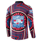 Western Bulldogs Button Sweatshirt Indigenous Monochrome Dot Art Mascot Style