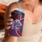 Western Bulldogs 4 in 1 Can Cooler Tumbler Indigenous Monochrome Dot Art Mascot Style