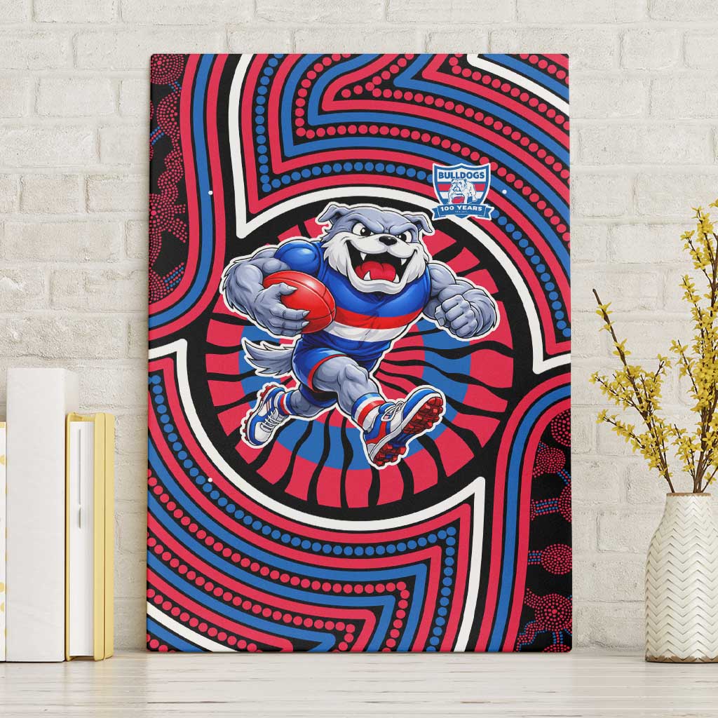 Western Bulldogs Canvas Wall Art Indigenous Monochrome Dot Art Mascot Style